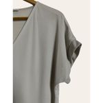 ZARA Gray Flowy Oversized Short Sleeve V-Neck Asymmetric Layered Blouse Size M Photo 4