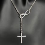 Silver Infinity and Cross Y Necklace Photo 2