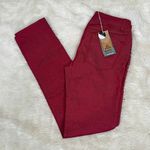 prAna ‎ Womens Red Organic Cotton Low Rise Fitted Pants Size 2 26 Slim Leg NWT Photo 2