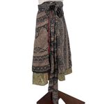 None Silk Blend Ethnic Reversible Wrap Skirt OS Festival Hippie Patchwork Boho Y2K Photo 3