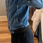 American Bazi Tad Denim Bomber Jacket Distressed Womens Small Photo 1