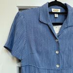 Talbots Vintage  Blue Checkered Button Midi Dress Cottagecore Western Size 4 NWT Photo 2