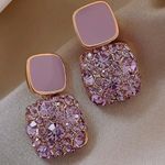 Bohemian Square Light Purple & Gemstones Earrings Photo 2
