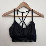 Alo Lush Strappy Back Sports Bra Glossy Black Size XS Athleisure Yoga Tennis Photo 3