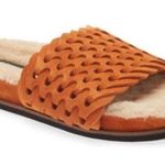 Rag and Bone Bailey Sunset Orange Suede Faux-Shearling Lined Slide Sandal Size 38 Photo 0