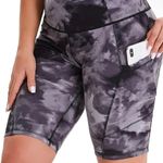 High Waisted Camo Biker Shorts Gray Size M Photo 1