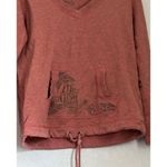 Life is Good  Womens Sz S Heathered Orange LS Pullover Sweatshirt Kangaroo Pocket Photo 1