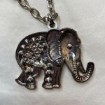 Silver Tone Rhinestone Elephant Pendant Necklace Photo 5
