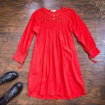 Madewell • Daybreak eyelet dress linen shift mini peasant boho Tropical Coral Photo 0