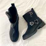 Jellypop NEW  Black Gray Fabric Chunky Buckle Harness Biker Combat Boots US 9 M Photo 0