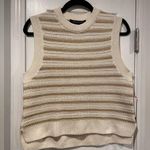 French Connection NWT Size S Ivory Gold Stripe Cotton Blend Sleeveless Knit Top Photo 0