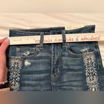 American Eagle  Super Hi-Rise Mini Jean Skirt Stretch Embroidered Distressed SZ 0 Photo 12