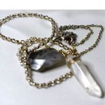 Source Unknown Vintage Crystal/Stone Pendant Gold Tone Glass Beaded 44" Chain Trendy Necklace Photo 2