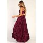 Lulus NWT  Got the Glam Wine Red Pleated Cutout Maxi Dress Wedding Bridesmaid M Photo 2