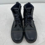 Clarks Navy Blue Whistle Bea Ankle Boot Lace Up + Zip Quilted Plaid Preppy Sz 9 Photo 7