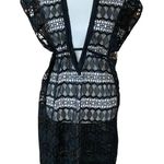 Profile By Gottex Black Crochet Lace Cover Up Dress Medium Deep V Swim Beach Photo 0