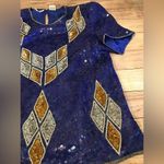 Vintage night vogue cocktail blouse silk size medium Blue Photo 7