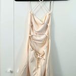 Lucy in the Sky NWOT  Satin Lace-Up Mini Dress - Champagne - S Photo 9