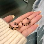 Leopard Print Hoop Earrings Brown Photo 6