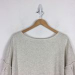 Free People  Oatmeal Bell Sleeve Lasor Cut Out Lace Appliqué Sweatshirt Small Photo 3