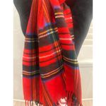 Cashmink V Fraas Red Plaid winter fall Scarf Fringe Germany 13x65 holiday Photo 3