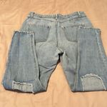 Boohoo size 12 distressed open knee straight leg jeans EUC Blue Photo 10