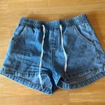 Paper Bag soft Denim front tie shorts Blue Photo 1