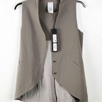 LOTUS EATERS Invincibelle Tan Button Down Hi Low Vest Made In Greece, Size Small Photo 10