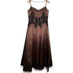 Vintage Dark Beaded Chocolate Donna Gray Formal Gown Evening Dress Floor Length Size 14 Photo 6