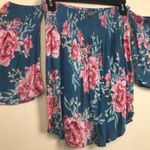 Billabong  Women’s Floral Print Smocked Tube Babydoll Blouse Flared Sleeves Photo 2