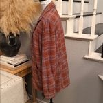 Free People  Linen Blend Slouchy Simply Plaid Blazer Size Medium Photo 4