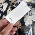 Mango MNG Floral Print Button Front Shirt Dress Black Cream XL Photo 3