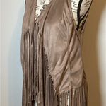 BOHO FAUX SUEDE FRINGE VEST TAUPE HIPPIE FESTIVAL SIZE LARGE BRAND NEW ☮️ Tan Photo 5