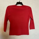 Loft Ann Taylor Women’s Red Button-Up Cardigan Sweater 3/4 Sleeve Size Medium Photo 4