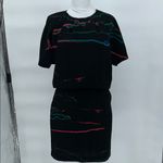 & Other Stories & Other Stories Black Abstract Print Short Sleeve Dress Cinched Waist Size 8 Photo 2