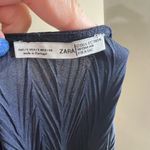 ZARA  navy blue textured bat wing blouse small Photo 10