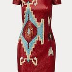 NWT Ralph Lauren Purple Label Embellished Cady Red Sequin Short Sleeve Dress Size 8 Photo 0