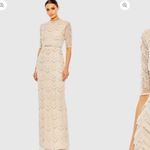 Mac Duggal  94071 Womens Beaded Fringe Quarter Sleeve Column Gown Dress Photo 2