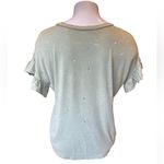 American Eagle Green Distressed Short Sleeve Ruffle Tee Shirt Photo 2