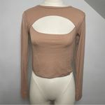 Brave Soul  Taupe Ribbed Cut-Out Long Sleeve Top | Size S NWT‎ Photo 1