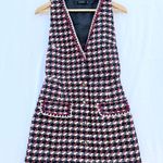 ZARA | TWEED BUTTON FRONT TEXTURED WEAVE MINI DOUBLE BREASTED VEST DRESS SMALL Photo 2