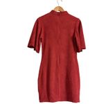 Jealous Tomato Large burnt orange mini short sleeve Velvet Sheath dress mock Neck back zipper Photo 3