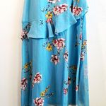 Avec Les Filles  Dress Blue Painterly Boutique Ruffle Georgette Midi Dress 2 NWT Photo 8