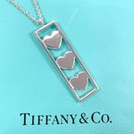 Tiffany & Co. Tiffany Triple Heart Plate Necklace Silver 925 Women’s RARE Photo 6