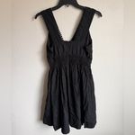ZARA  Collection Black Linen Blend V-Neck Cut Out A-Line Mini Dress Womens 2 Photo 4