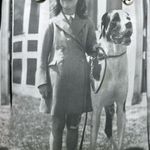 NWT Vintage Girl with a Dog Bedazzled Black and White Tote Purse Bag Photo 0