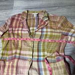 Pendleton  Green Pink Spring Pastel Plaid Women's Top; Large Photo 3