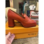 Miz Mooz Penni Red Leather Platform Heeled Loafer Womens 37 / US 6.5-7 Twee Photo 1