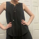 Carmen Marc Valvo Black Lace Up  Top Photo 1