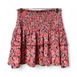 Ramy Brook  Leaf Printed Ronnie Skirt Ruffle Tiered Flirty Smocked Mini Skirt S Photo 0